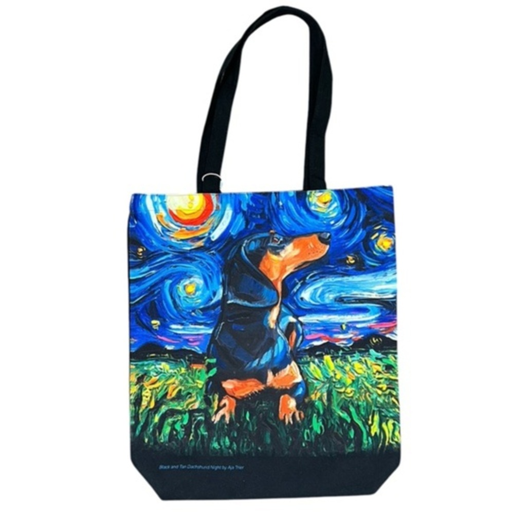 Aja Trier - 2/$35 - ‘Starry Night - Dachshund’ Tote Bag. 15”x16”. NWT.